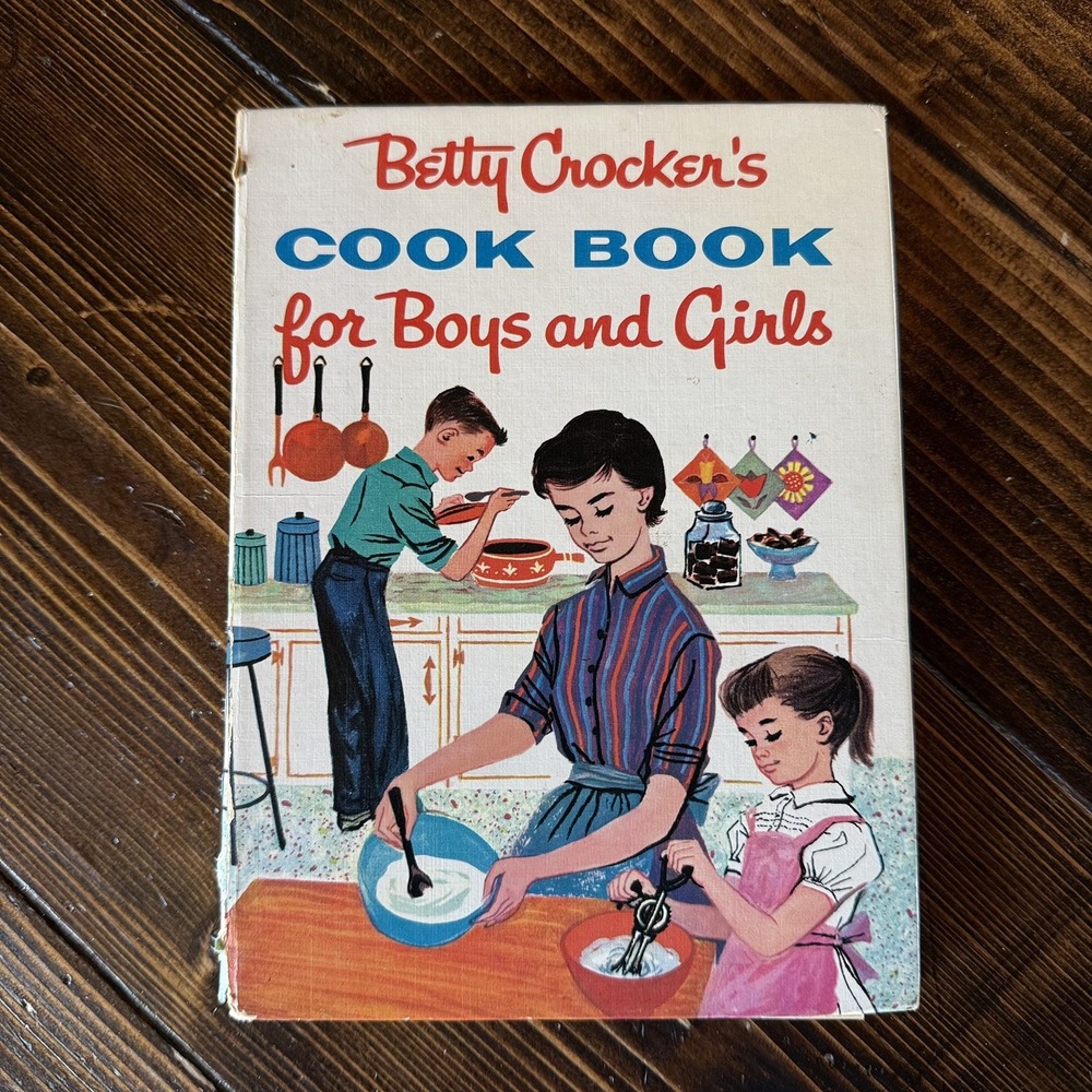 Vintage Betty Crocker Cookbook 1st Edition 1957 Boy Girl Hardback Spiral Book